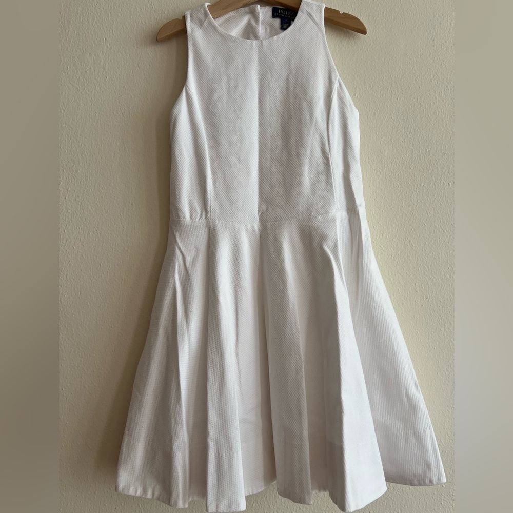 Polo by Ralph Lauren White Textured Open Back Dress Kids Girl Size 7 Party - Picture 2 of 9